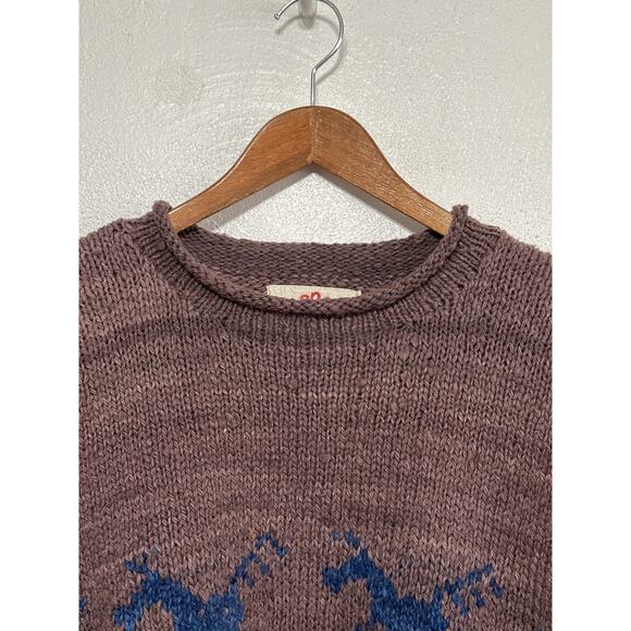 AMANO Equestrian Horse Rainbow Striped 100% Wool Sweater Heavyweight Aztec XL - Picture 3 of 13